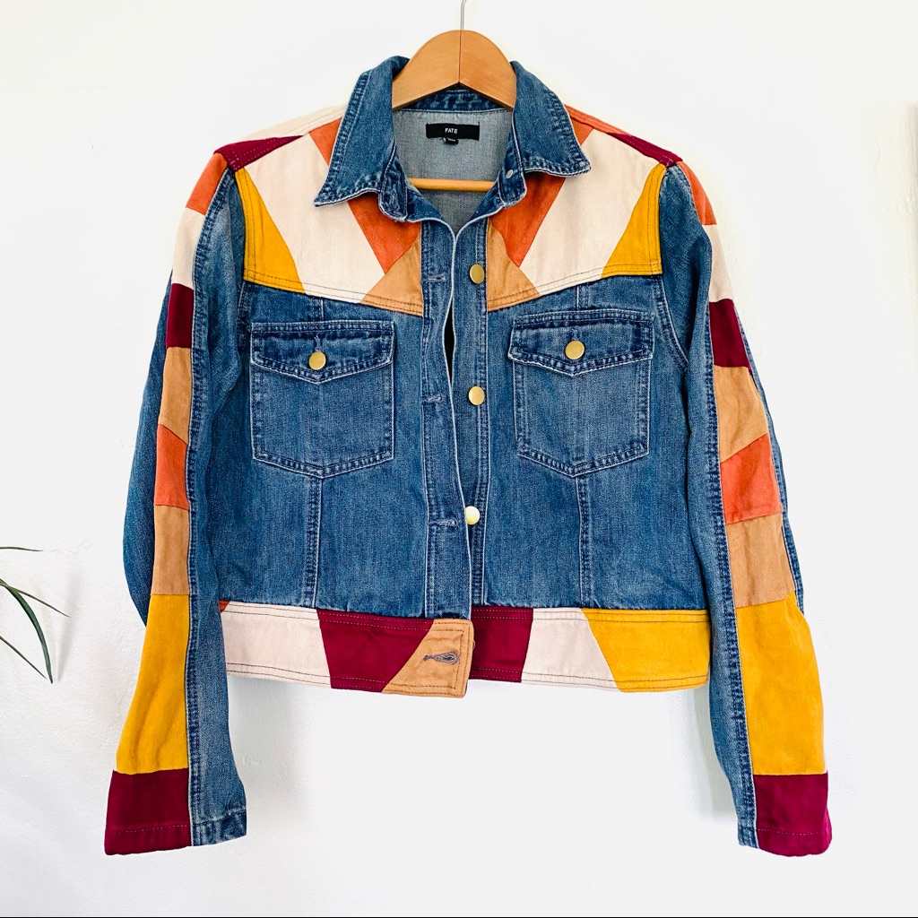 Fate Patchwork Denim Cropped Jacket